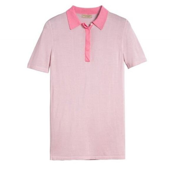 Burberry Abram Contrast Short Sleeve Polo Shirt in Pale Lilac Pink - Picture 1 of 8
